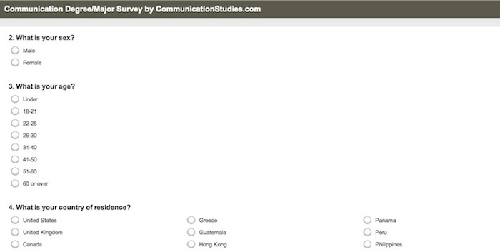 communication degree survey screenshot